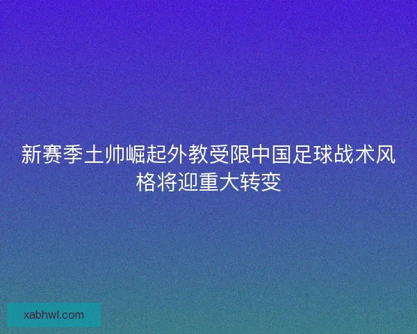 新赛季土帅崛起外教受限中国足球战术风格将迎重大转变